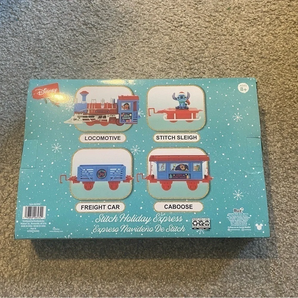 Disney Stitch Christmas Train NEW Holiday Decor Blue Santa
